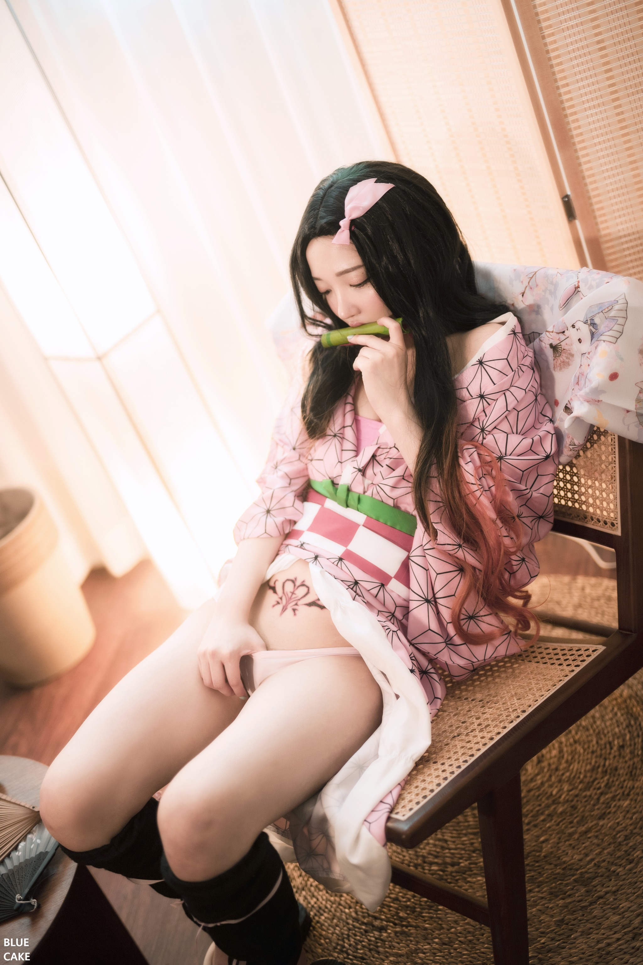 图片[1]-【022】孫樂樂 BLUECAKE Pink Oni [100P]-XikXak